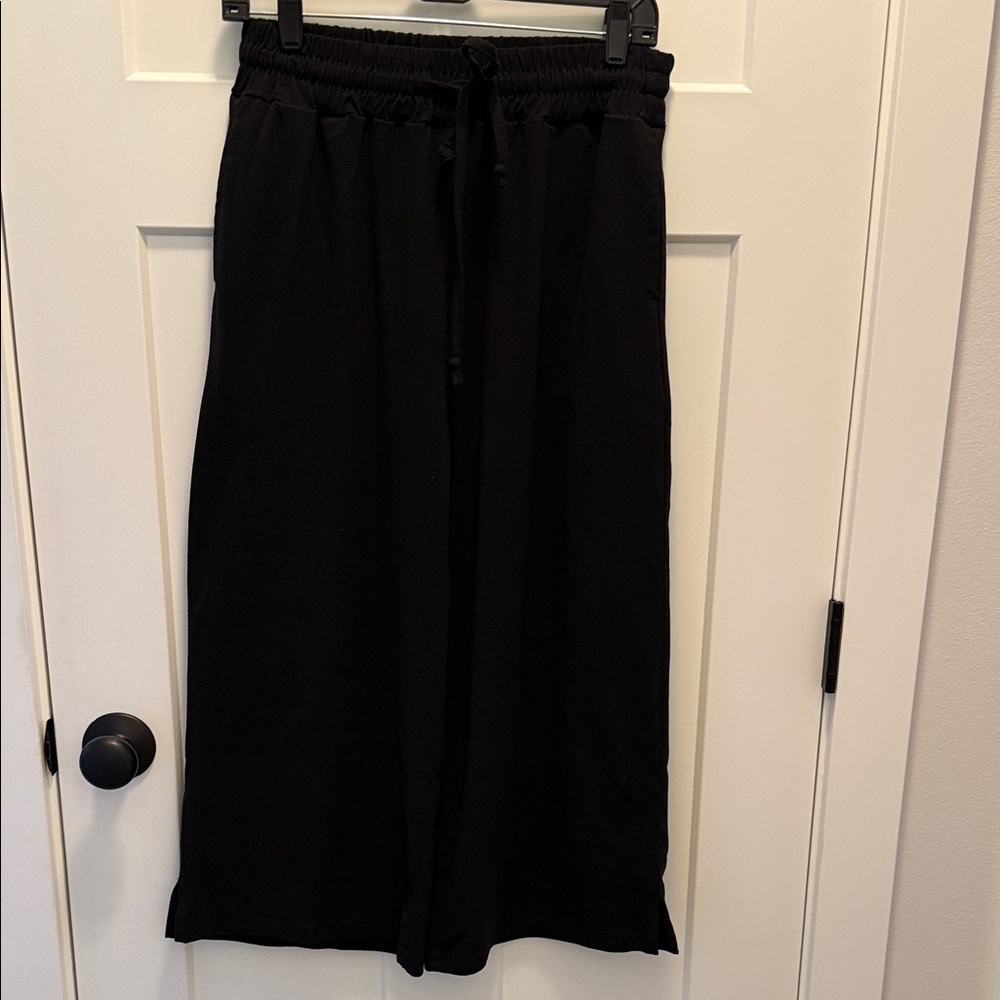Cropped Black Track Pants